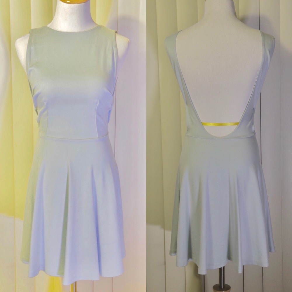 DONATED Baby blue babydoll dress open-back open sides